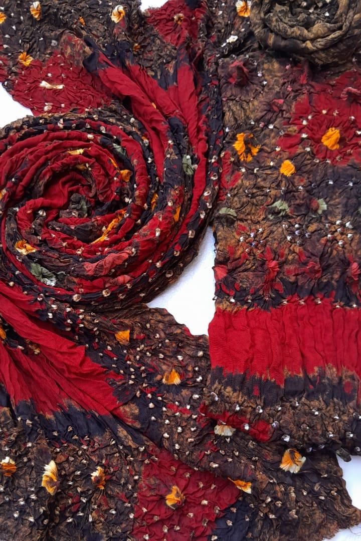 Red Marble Soft Arabic Linen 3-Piece Chunri Collection