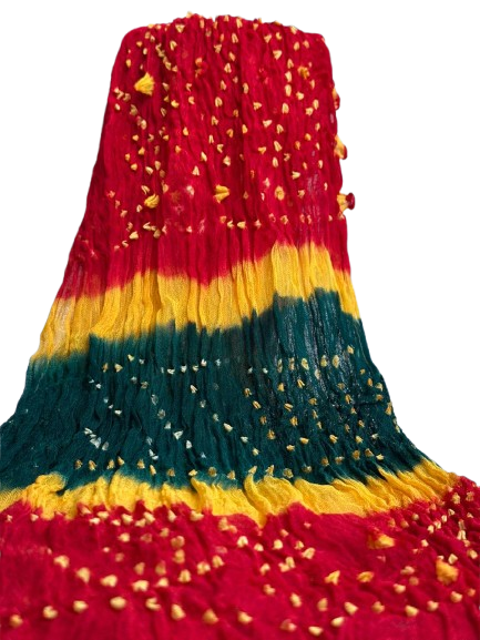 Red Hand-Knotted Chunri Dupatta