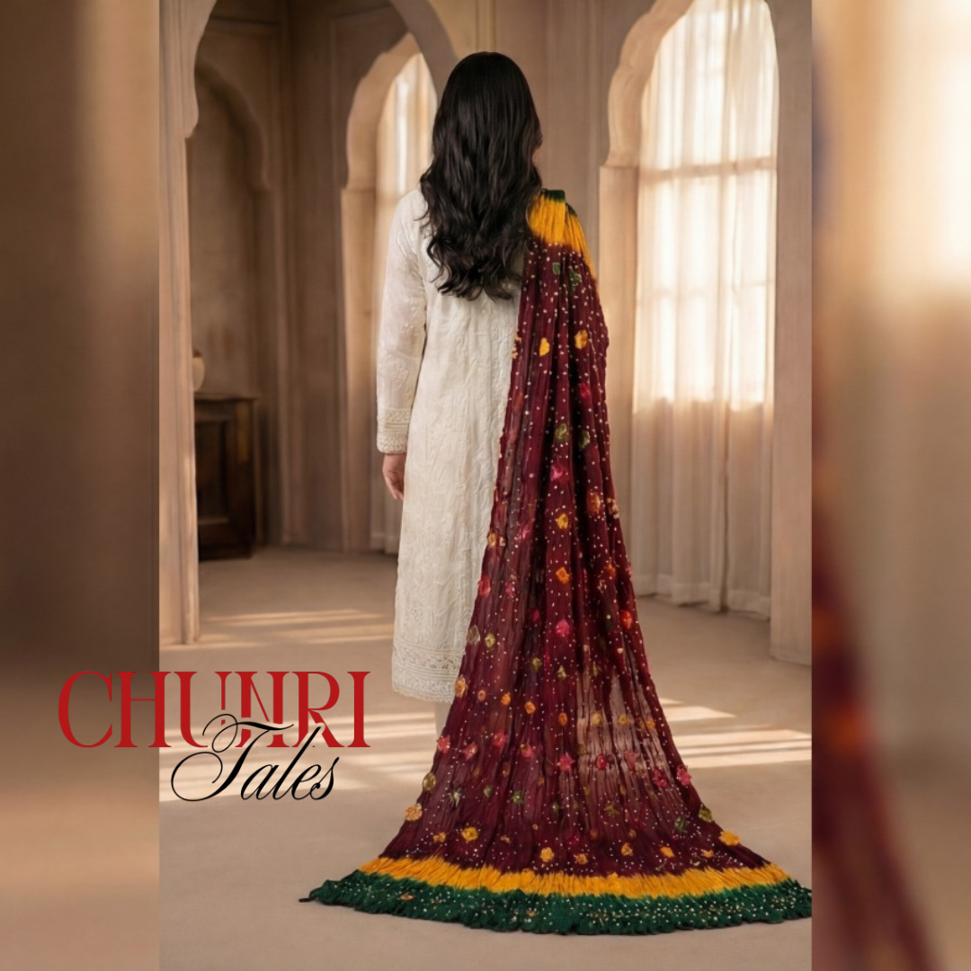 Dark Brown Hand-Knotted Soft Linen Chunri Chader