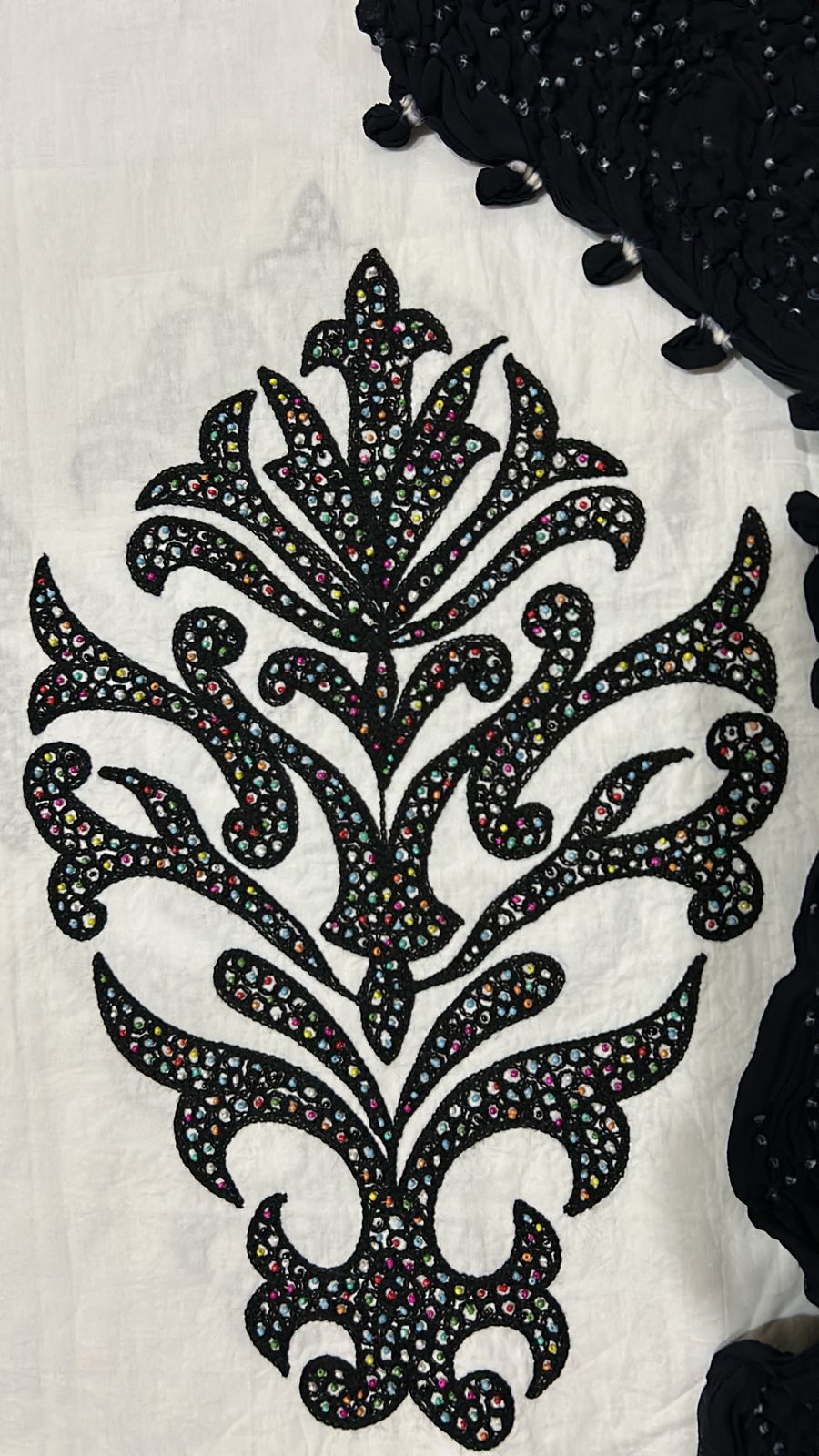 Black Embroidered Cotton Shirt & Chiffon Chunri Dupatta – 2 Piece Collection