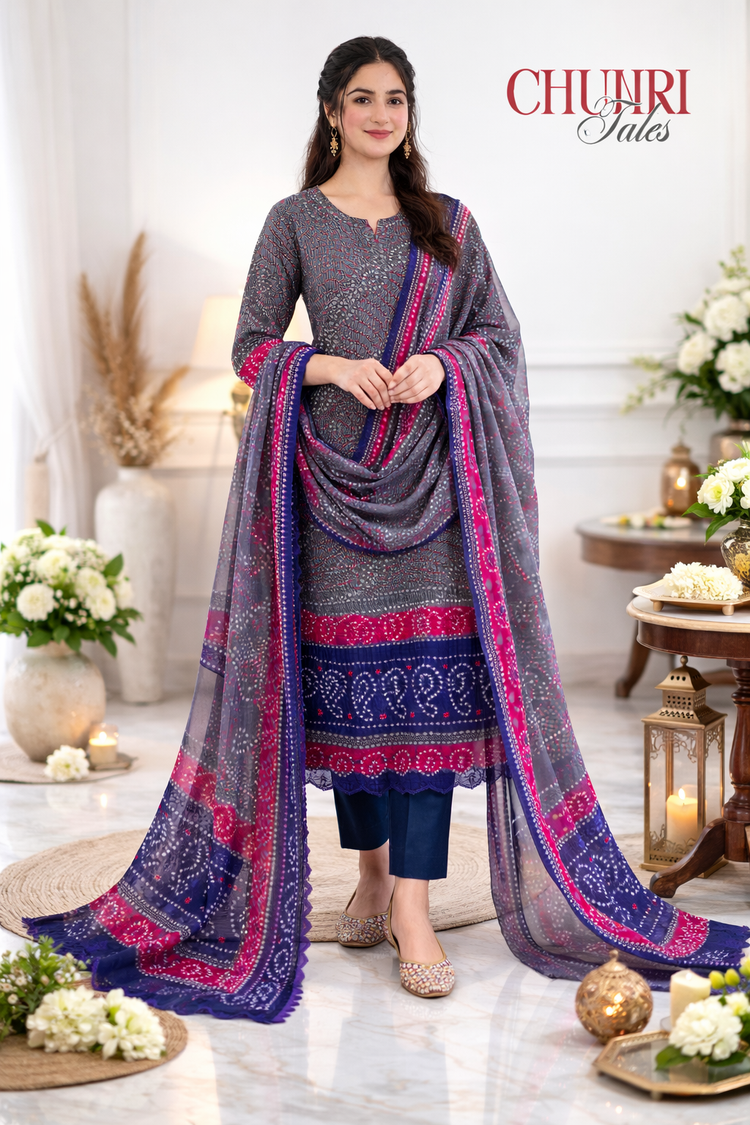 Bamper Chiffon 2 Piece Chunri Collection