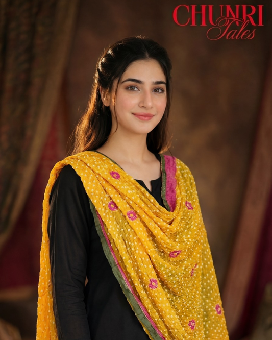 Yellow Bamper Chiffon Chunri Dupatta