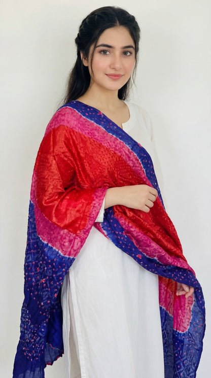Multi Color Bamper Chiffon Chunri Dupatta