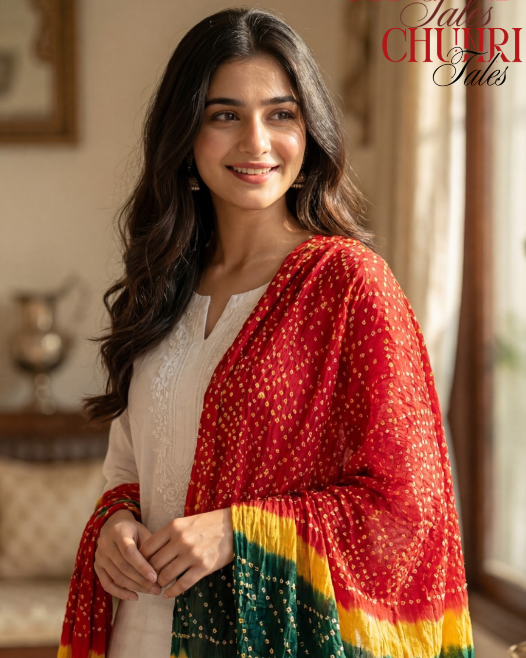 Red Bamper Chiffon Chunri Dupatta