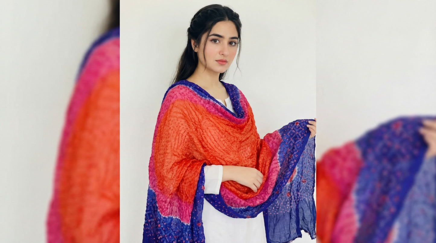Multi Color Bamper Chiffon Chunri Dupatta
