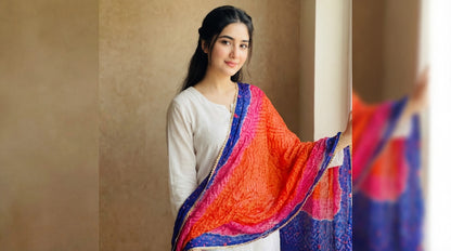 Multi Color Bamper Chiffon Chunri Dupatta