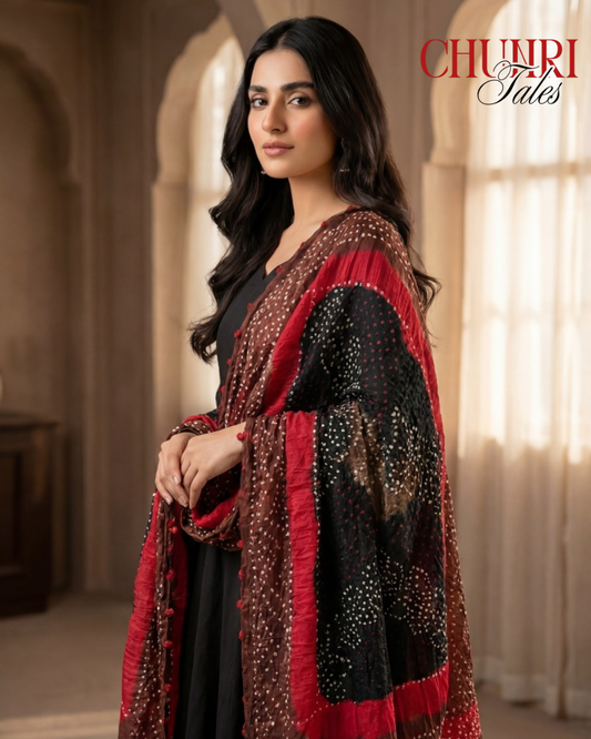 Dark Green Bamper Chiffon Chunri Dupatta