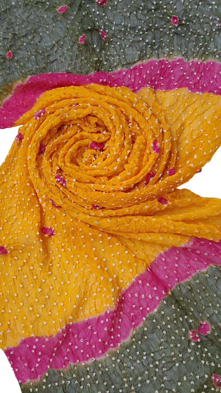 Yellow Bamper Chiffon Chunri Dupatta