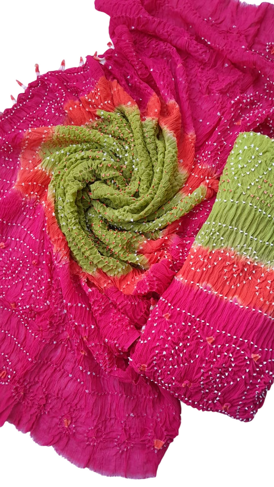 Parrot Green Bamper Chiffon 2 Piece Chunri Collection