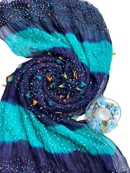 Blue Hand-Knotted Chunri Dupatta