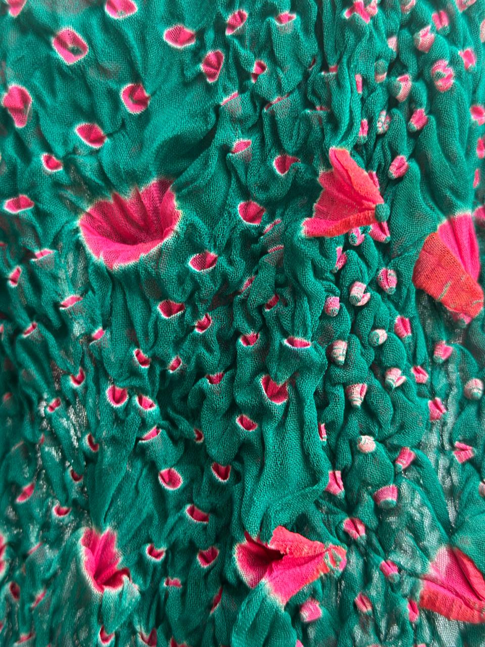 Green Hand-Knotted Chunri Dupatta