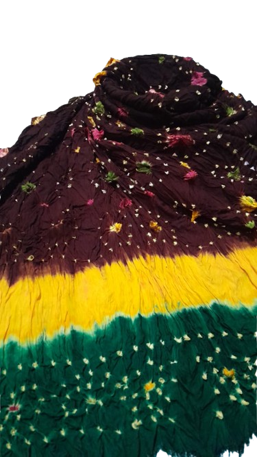 Dark Brown Hand-Knotted Soft Linen Chunri Chader