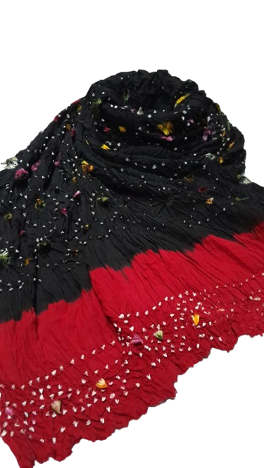 Black Hand-Knotted Soft Linen Chunri Chader