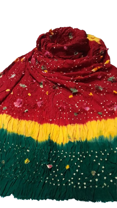 Red Hand-Knotted Soft Linen Chunri Chader