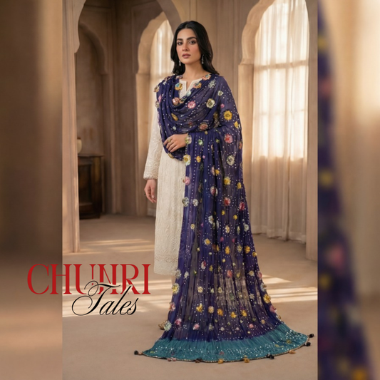 Purple Hand-Knotted Soft Linen Chunri Chader