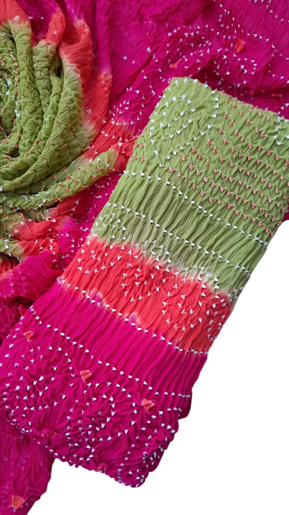 Parrot Green Bamper Chiffon 2 Piece Chunri Collection