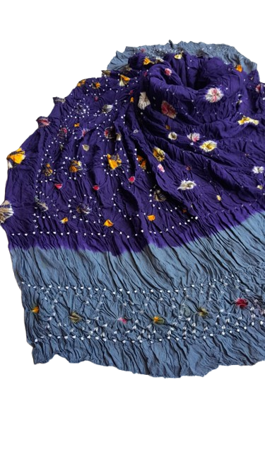 Purple Hand-Knotted Soft Linen Chunri Chader
