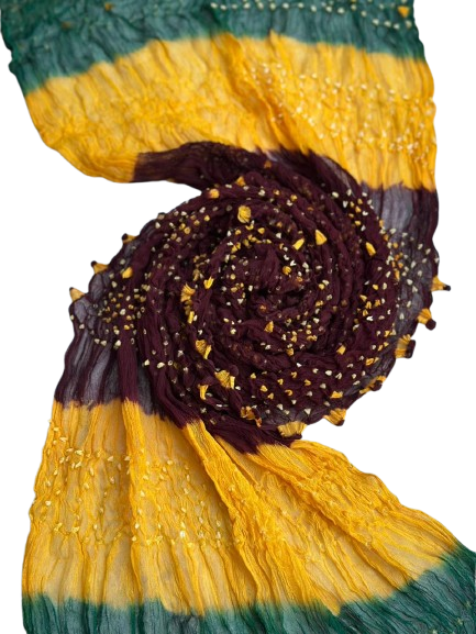 Brown Hand-Knotted Chunri Dupatta