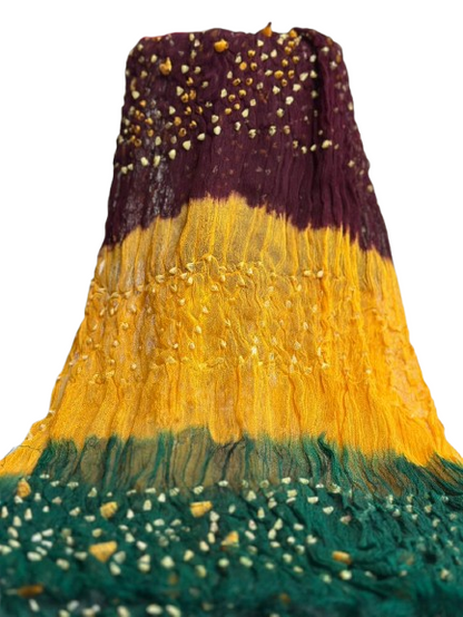 Brown Hand-Knotted Chunri Dupatta