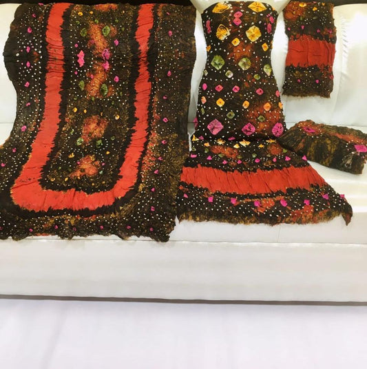 Soft Arabic Linen Chunri  3-Pc Dress