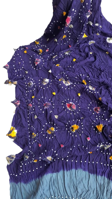 Purple Hand-Knotted Soft Linen Chunri Chader