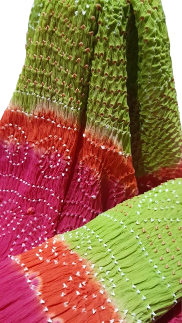 Parrot Green Bamper Chiffon 2 Piece Chunri Collection