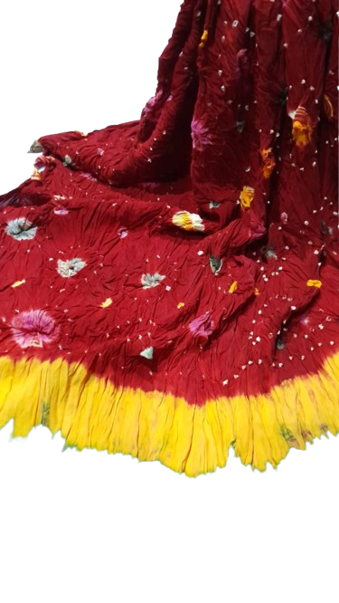 Red Hand-Knotted Soft Linen Chunri Chader