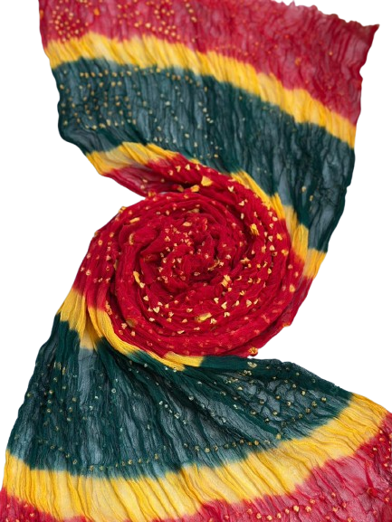 Red Hand-Knotted Chunri Dupatta