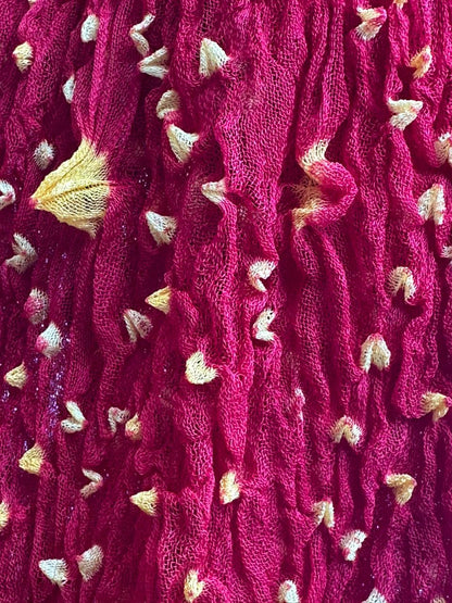 Red Hand-Knotted Chunri Dupatta