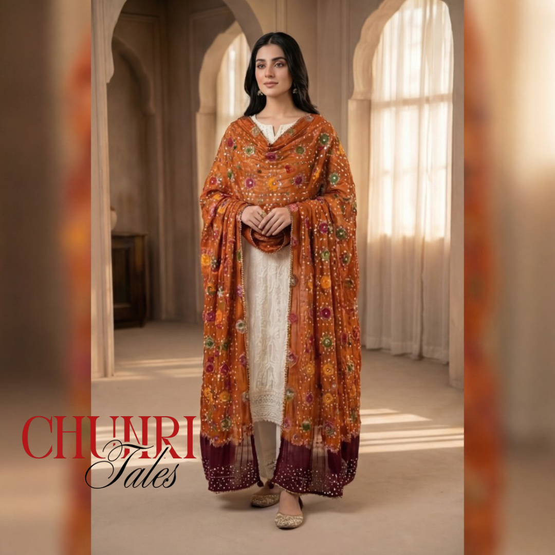 Light Brown Hand-Knotted Soft Linen Chunri Chader