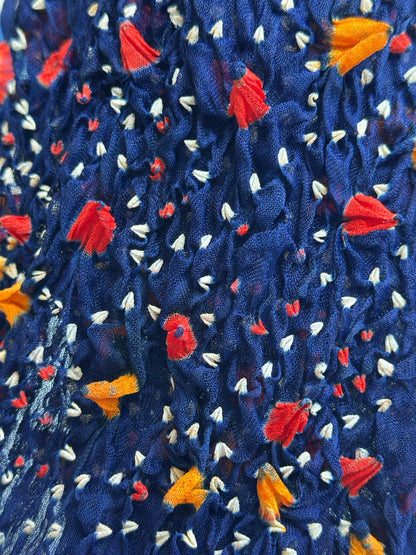 Dark Blue Hand-Knotted Chunri Dupatta