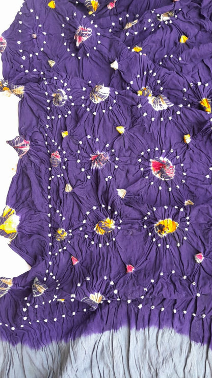Purple Hand-Knotted Soft Linen Chunri Chader