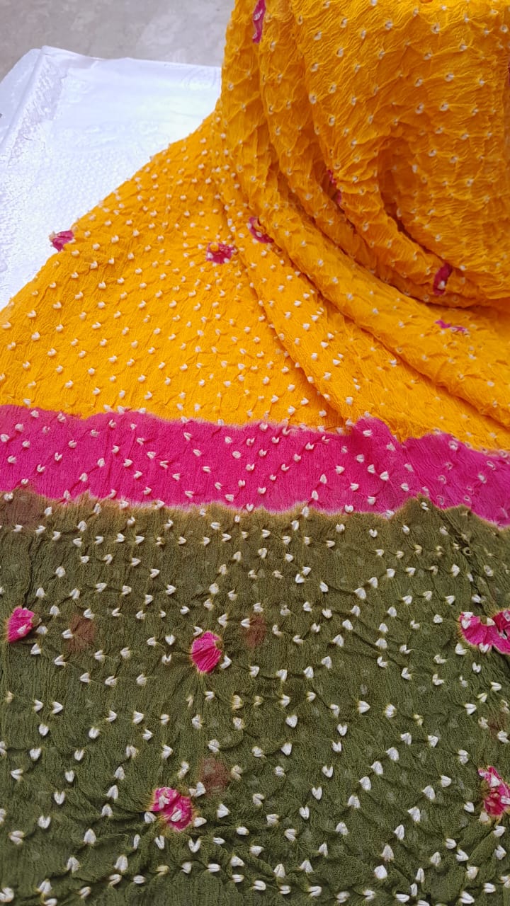 Yellow Bamper Chiffon Chunri Dupatta