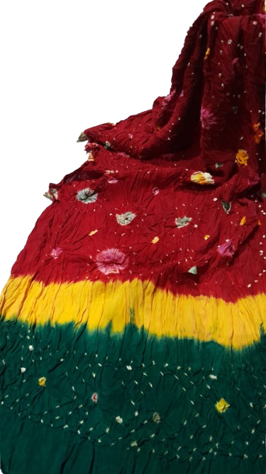 Red Hand-Knotted Soft Linen Chunri Chader