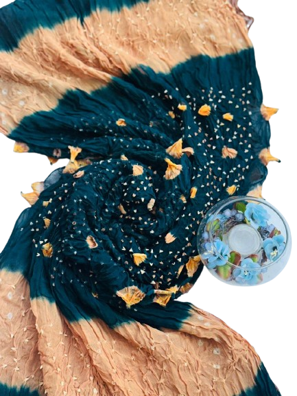 Bottle Green Hand-Knotted Chunri Dupatta