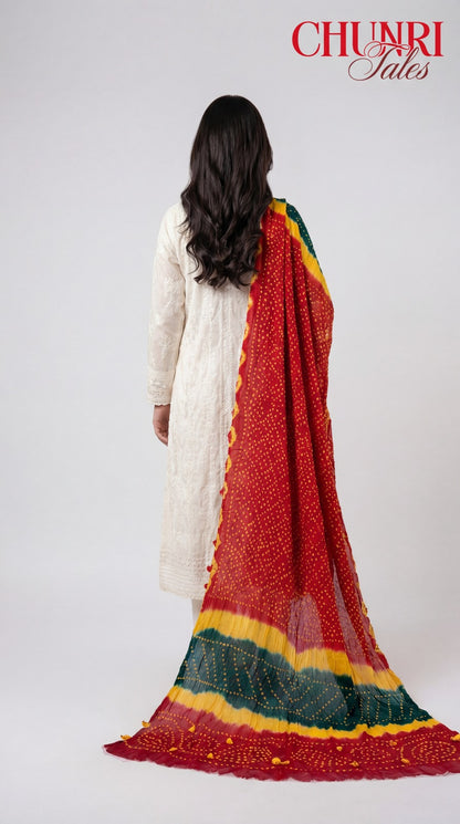 Red Bamper Chiffon Chunri Dupatta