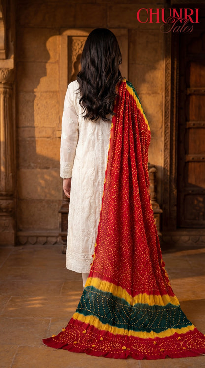 Red Bamper Chiffon Chunri Dupatta