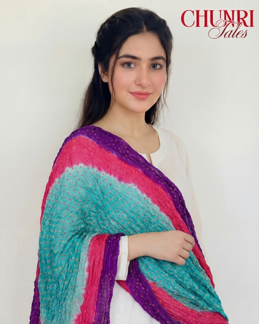 Light Green Bamper Chiffon Chunri Dupatta