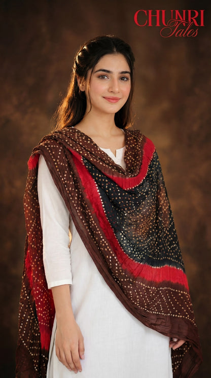 Dark Green Bamper Chiffon Chunri Dupatta