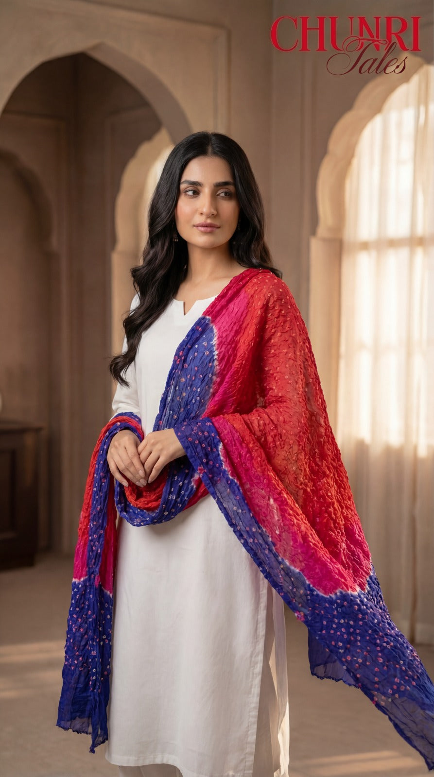 Multi Color Bamper Chiffon Chunri Dupatta
