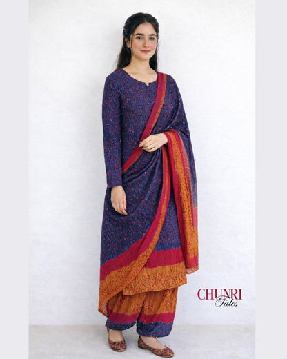 Brown 3-Piece Premium Chunri Lawn Collection