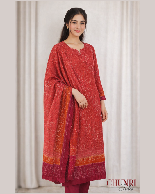 Pink Bamper Chiffon 2 Piece Chunri Collection