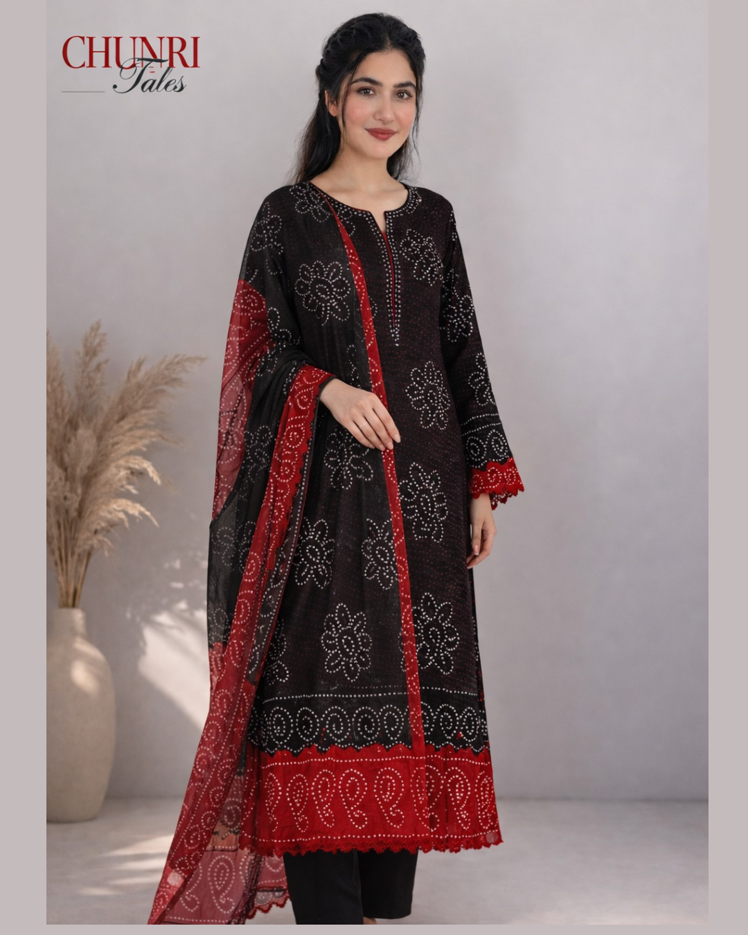 Black Bamper Chiffon 2 Piece Chunri Collection