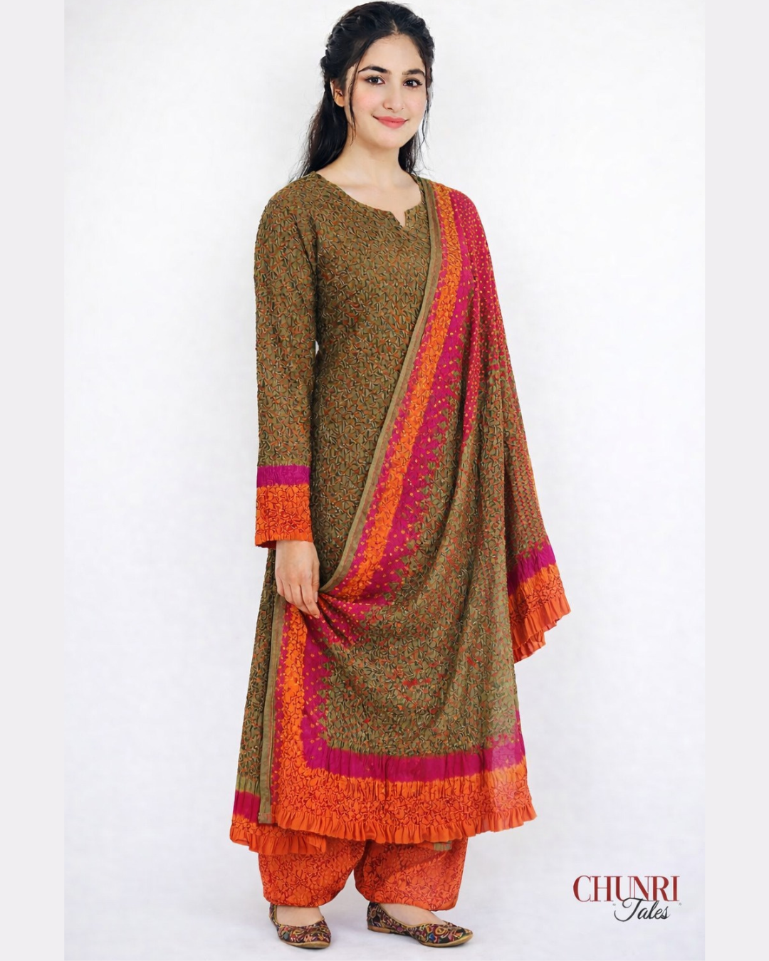 Orange 3-Piece Premium Chunri Lawn Collection