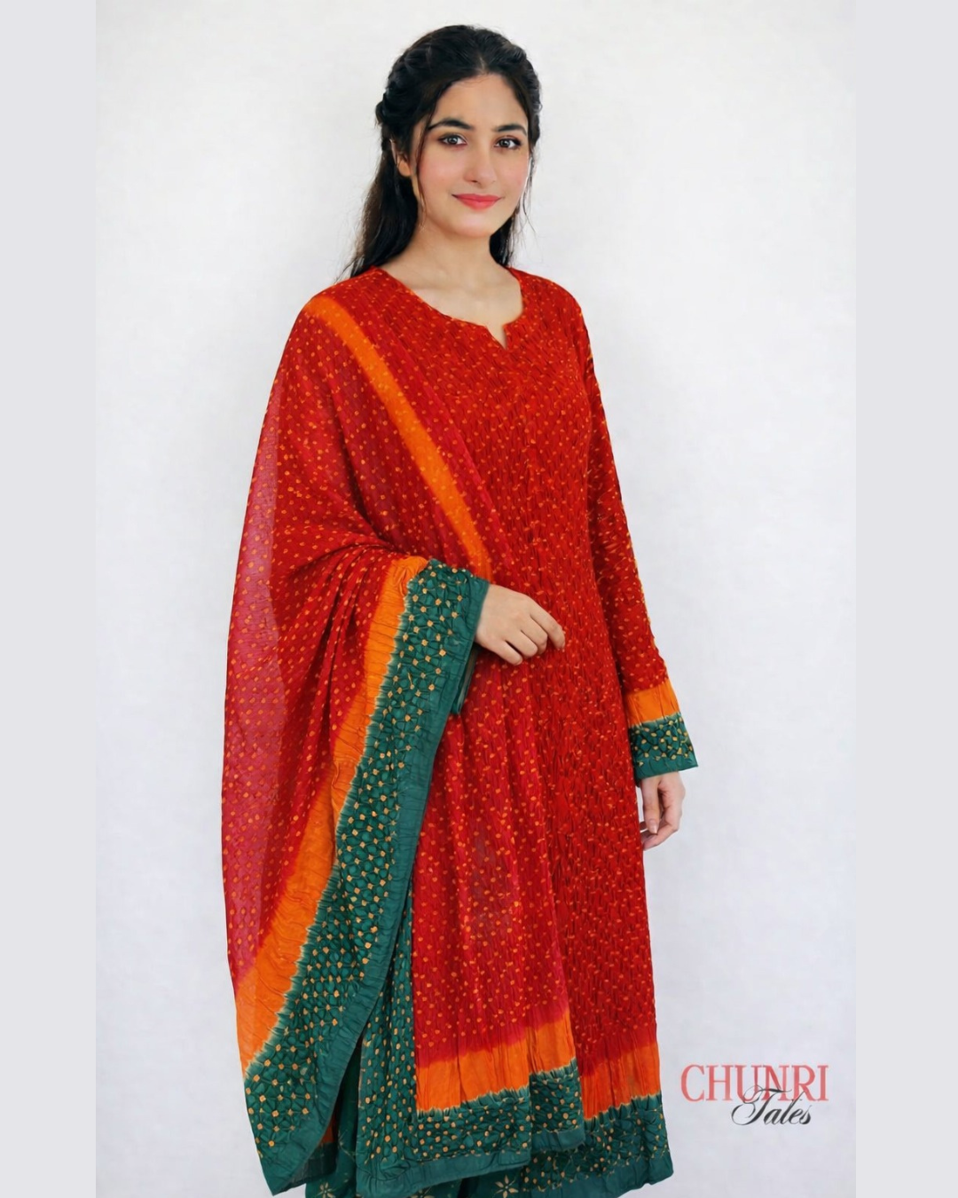 Red & Green 3-Piece Premium Chunri Lawn Collection