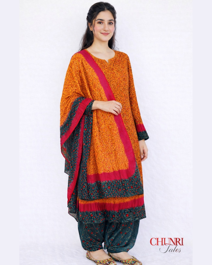 Light Brown & Green 3-Piece Premium Chunri Lawn Collection