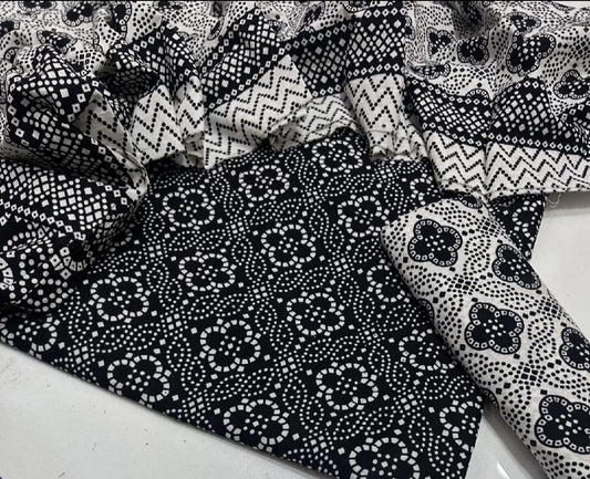 Black Ajrak  3-Piece Suit Unstitched