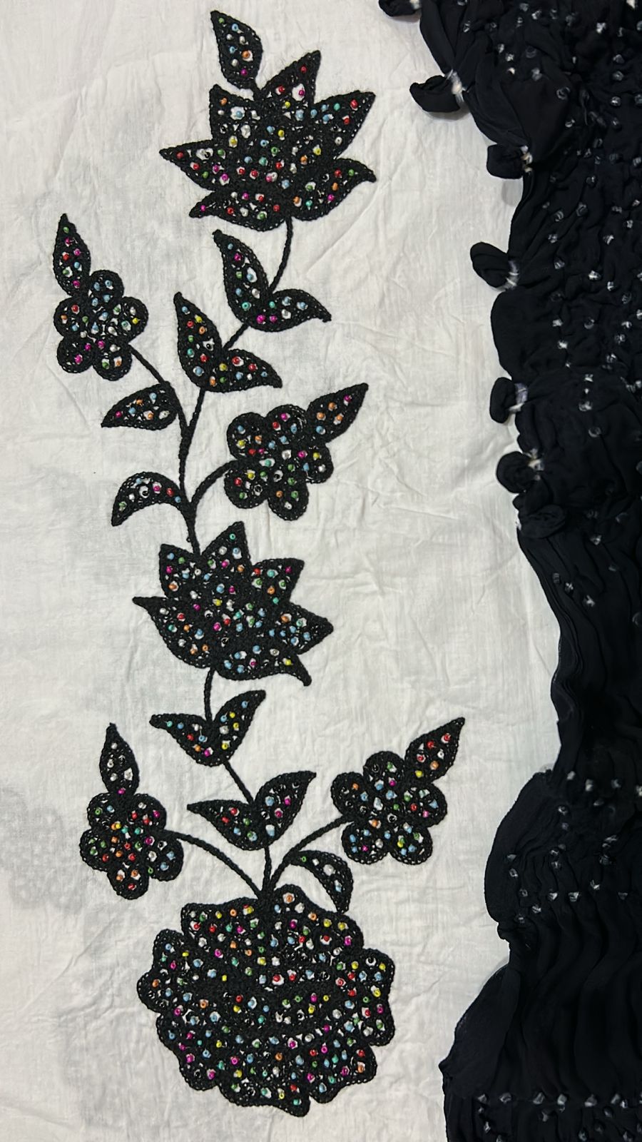 Black Embroidered Cotton Shirt & Chiffon Chunri Dupatta – 2 Piece Collection