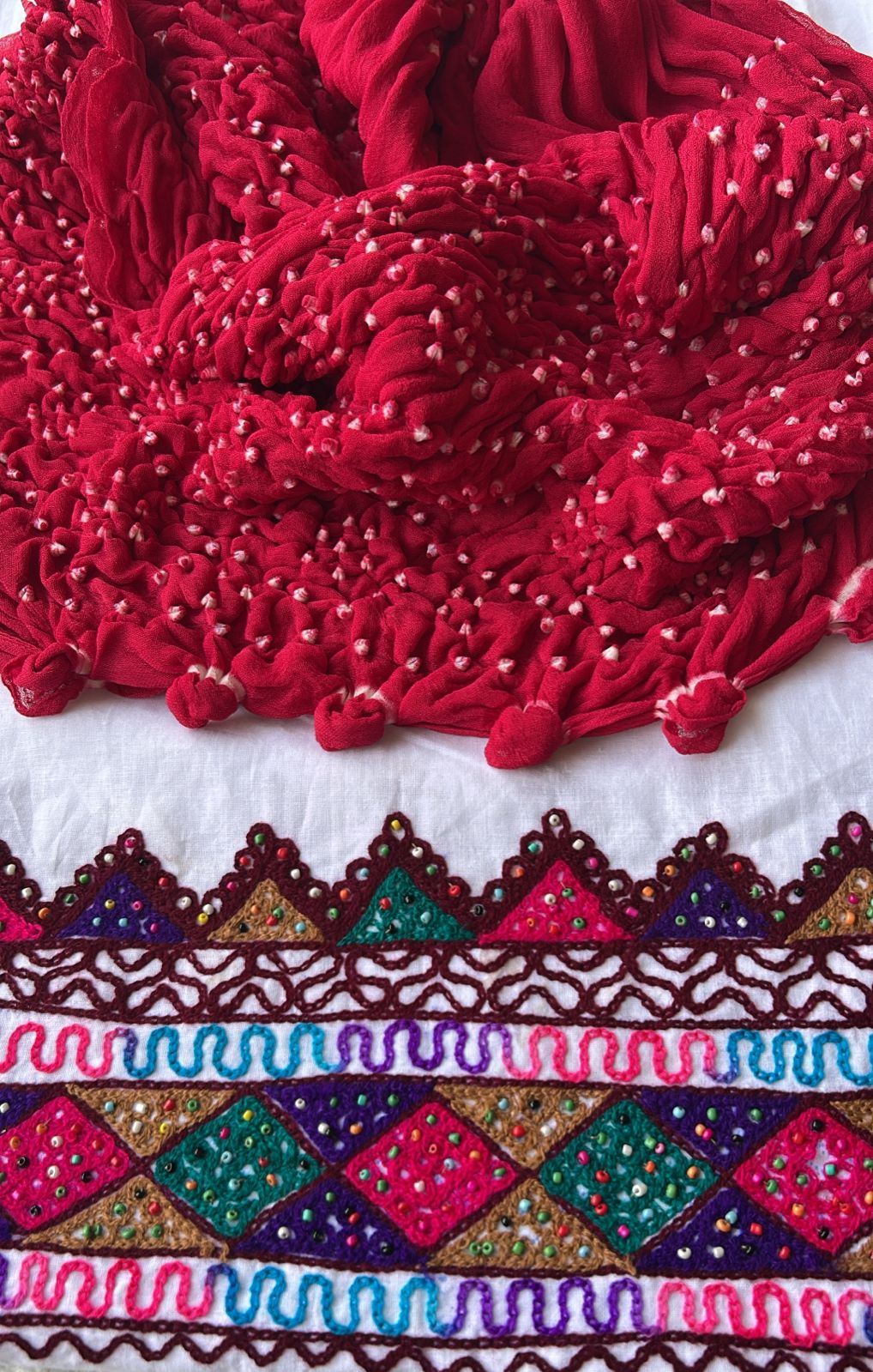 Pink Embroidered Cotton Shirt & Chiffon Chunri Dupatta – 2 Piece Collection