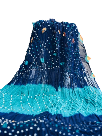 Blue Hand-Knotted Chunri Dupatta